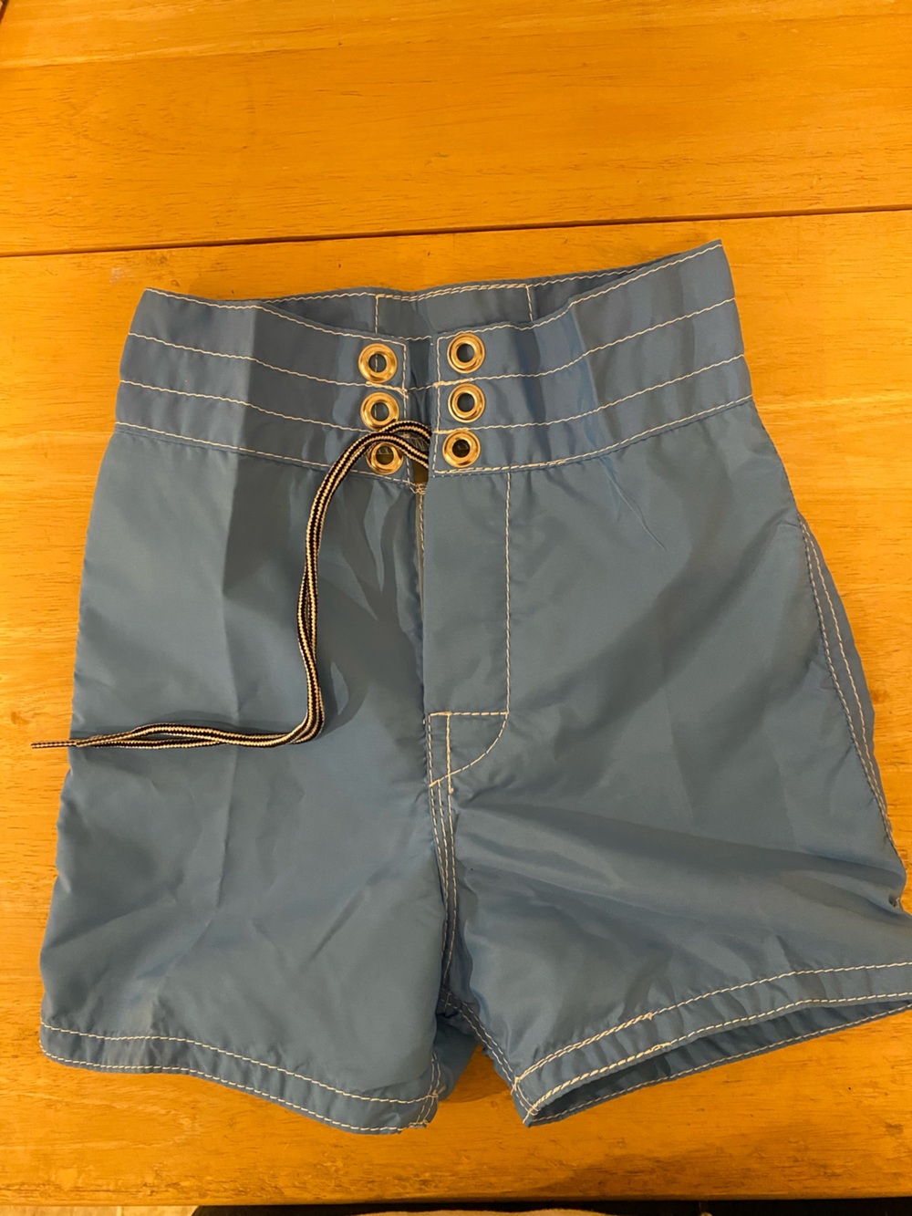 Birdies Slate Blue Kids Swim Trunks with Contrast Stitching
